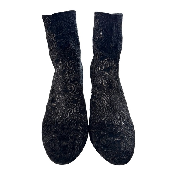 Aquazzura Women’s 9.5 Heeled Velvet Ankle Sock Boots Tonal Baroque Tapestry - Picture 6 of 7